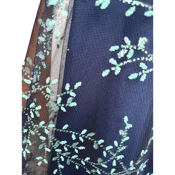 Terani Couture Glamour Deep-V Back Gown w/ Beading | sz 0 | Navy Teal | NEW! - Picture 8 of 10